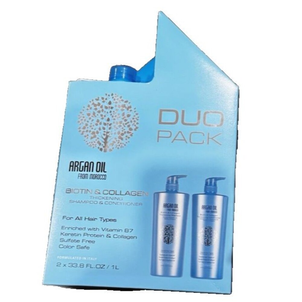 Argan Oil From Morocco Duo Pack Shampoo & Conditioner Biotin & Collagen 33.8 Oz